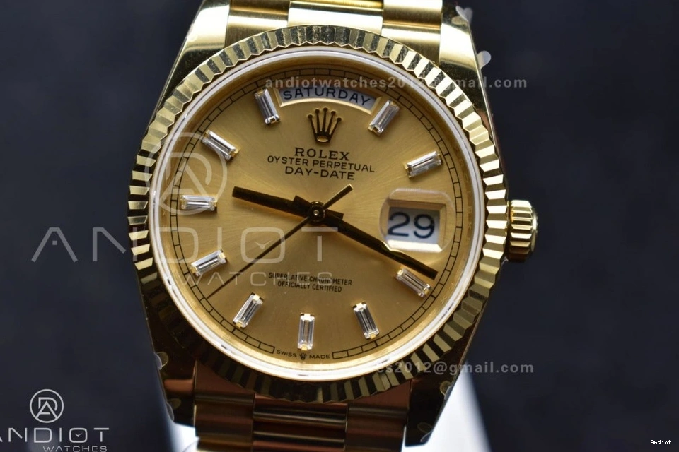 Diamond 904L QF with on vr3255 Dial (Gain Bracelet V5 YG Gold 36 Best Weight) DayDate Edition Steel President Stick 0425